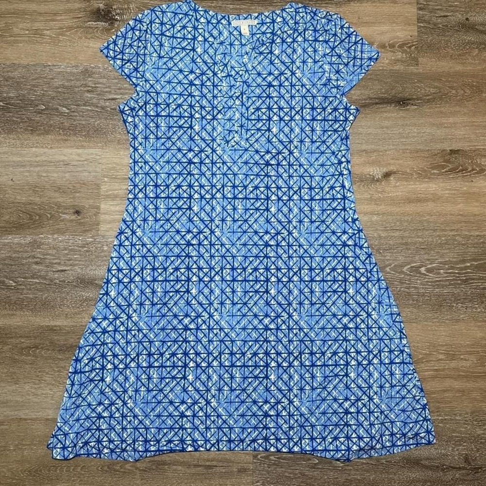 Dana Buchman Women's Blue White Casual Short Sleeve Dress Size‎ Large